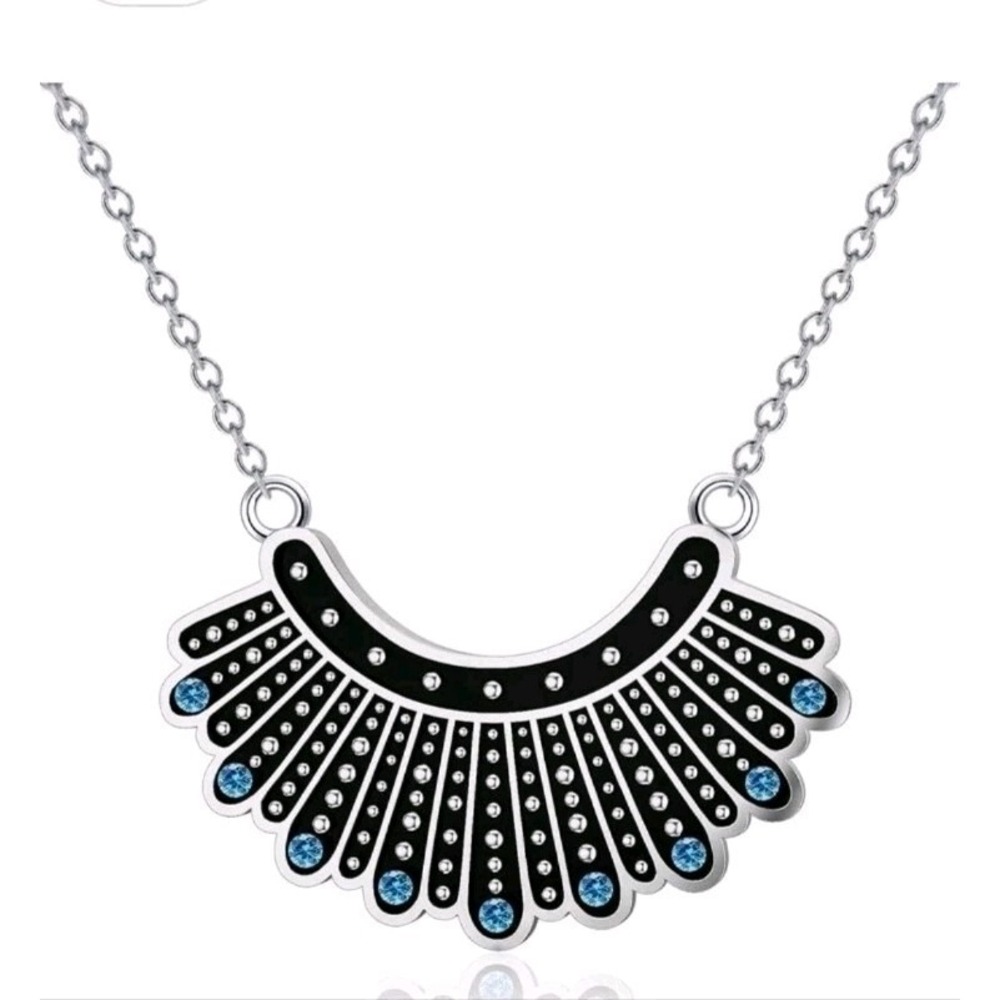 Aoboco~925‎ Silver Ruth Bader Ginsburg Pendant Necklace Dissent Collar